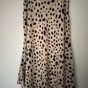 Japna Tan and Brown Midi A-Line Skirt for Casual Nights